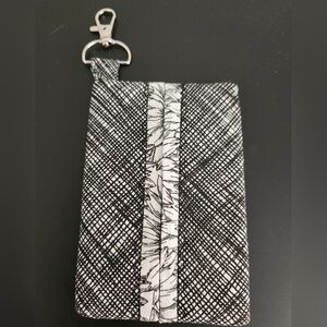 Handmade Black Sketch and Flowers Pocket Tissue Holder, New